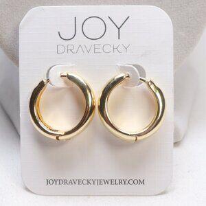 Joy Dravecky Gold Tone Huggie Hoop Earrings $63 New
